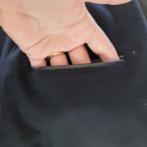 Vtg Trench Coat Faux Leather Wool Lined Longline Pockets Matrix Coplay Blk Sz S - Picture 9 of 11